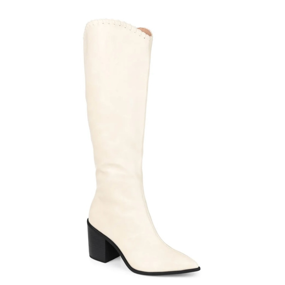 Journee Collection Cream Heeled Boots